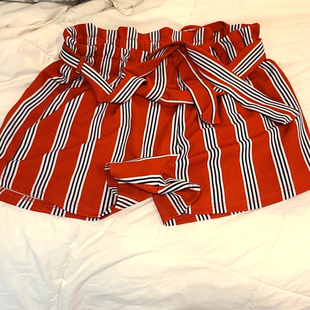 Rue21 Red and White Striped High Waist Shorts